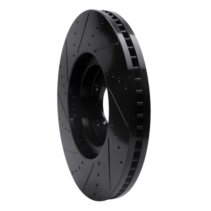 Infiniti G35 Brake Rotor (1) - Front Right - R1 Concepts - Drilled & Slotted - Black - `07-`15